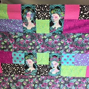 Tula Pink De La Luna‎ Quilt Top 59.5x87.5 Sugar Skull Quilt
